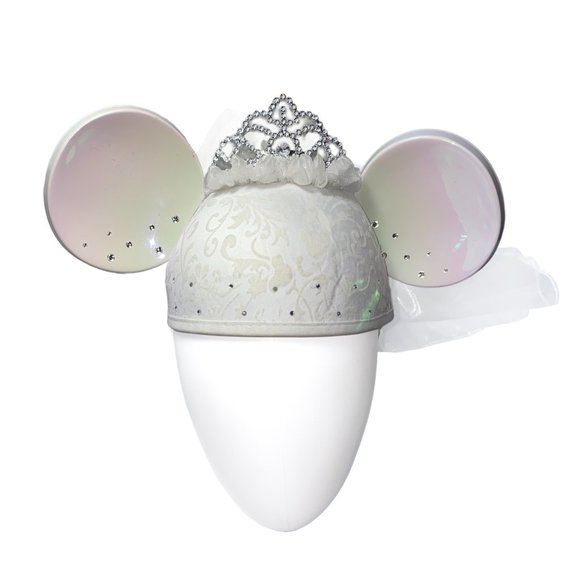 DISNEY Minnie Mouse Wedding Bride Veil Ears - OS White Costume Hat - Picture 2 of 5